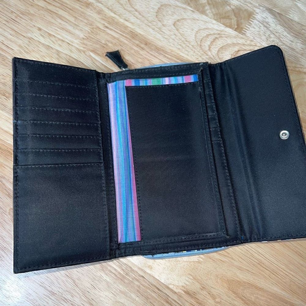 Striped Long Wallet, Removable Checkbook Holder & Credit Card Slip Pockets - Picture 2 of 8